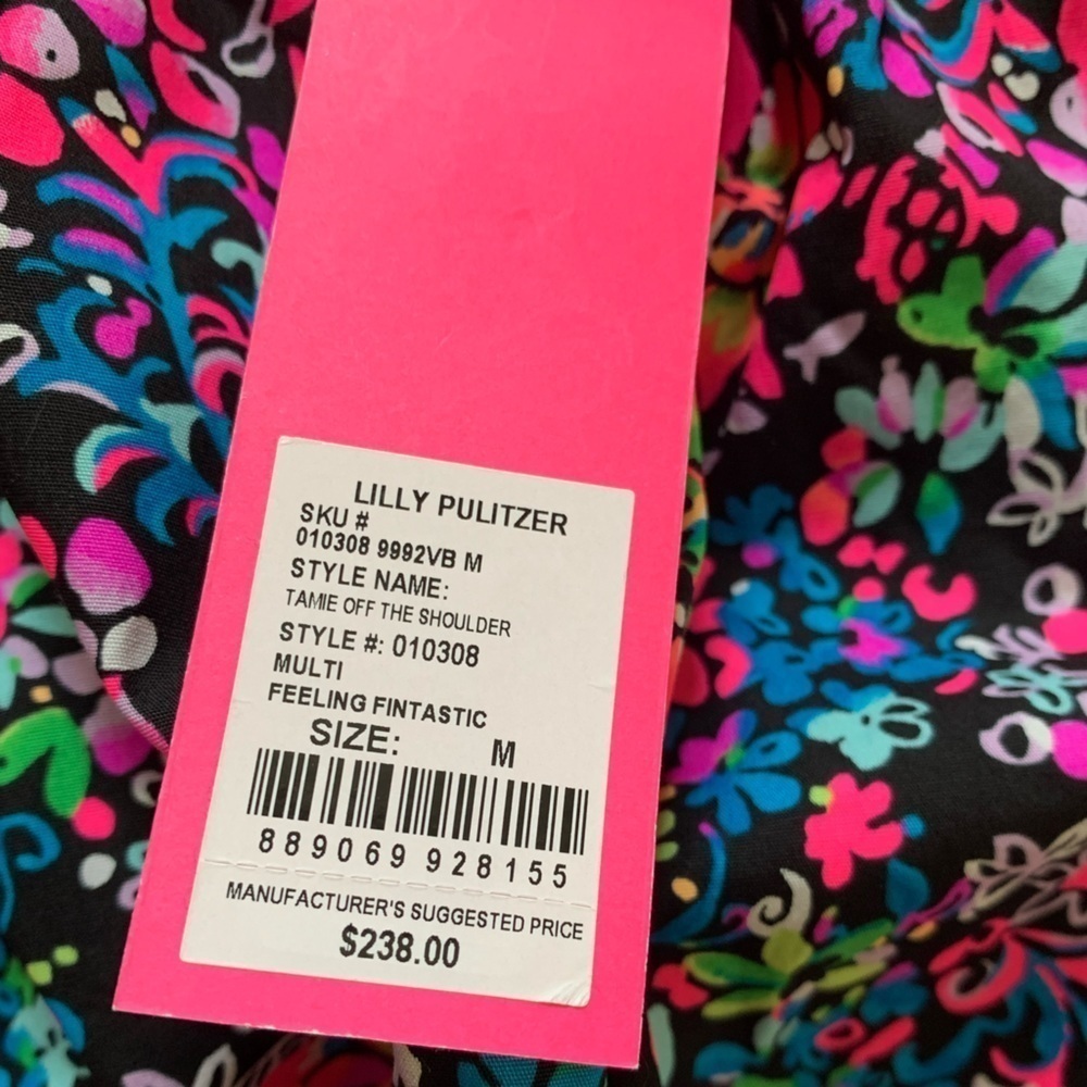 LILLY PULITZER Medium Tammie off the shoulder dress Multi Feeling Fintas… - Picture 14 of 16